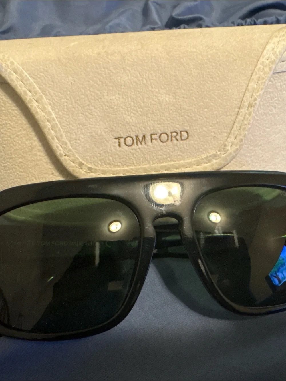 Tom Ford Black Frame Sunglasses with Green Lenses